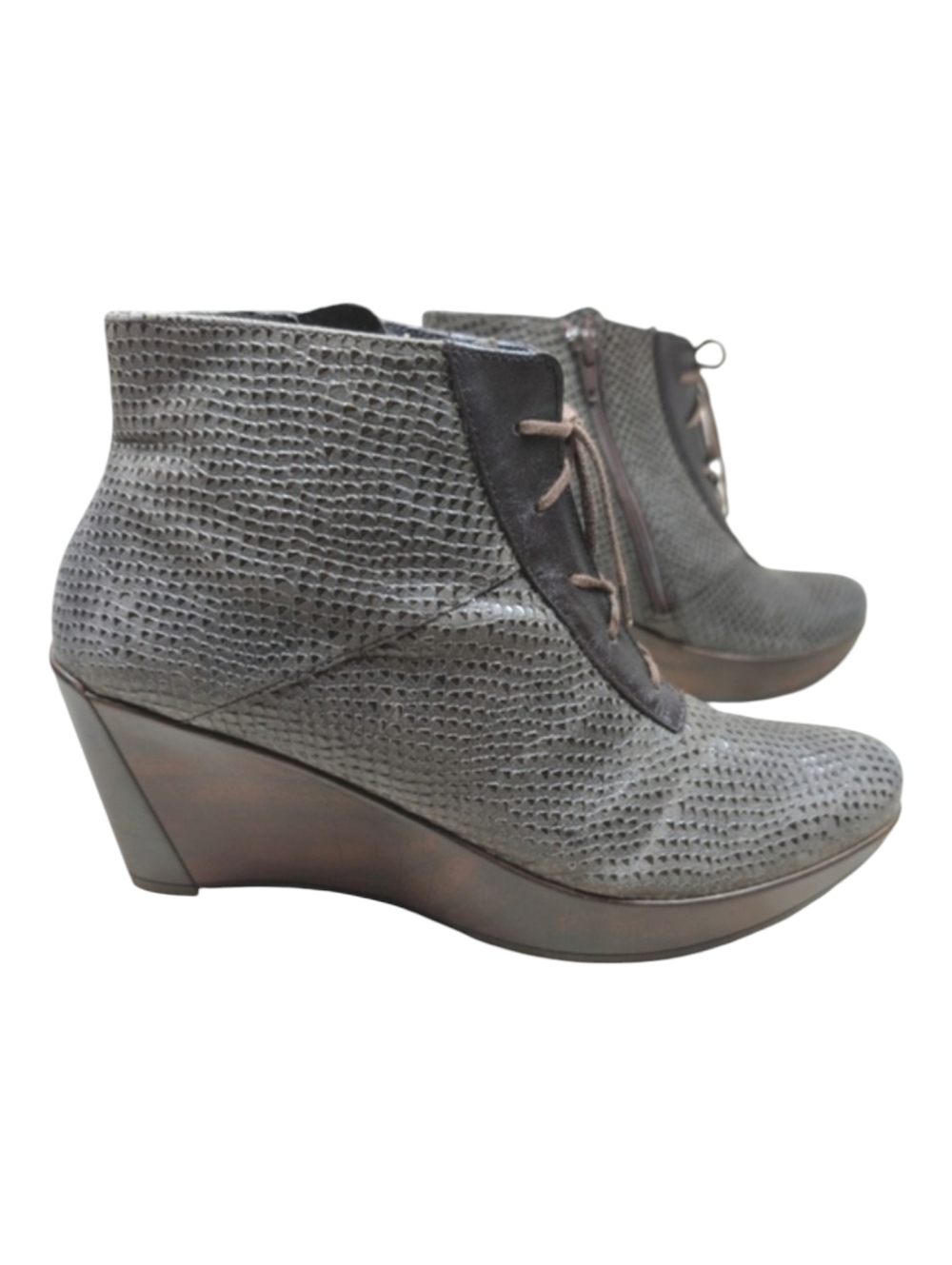 Naot Ankle Boots Booties Brown Wedge Platform Brown Laces Women's Size 40 / 9.5